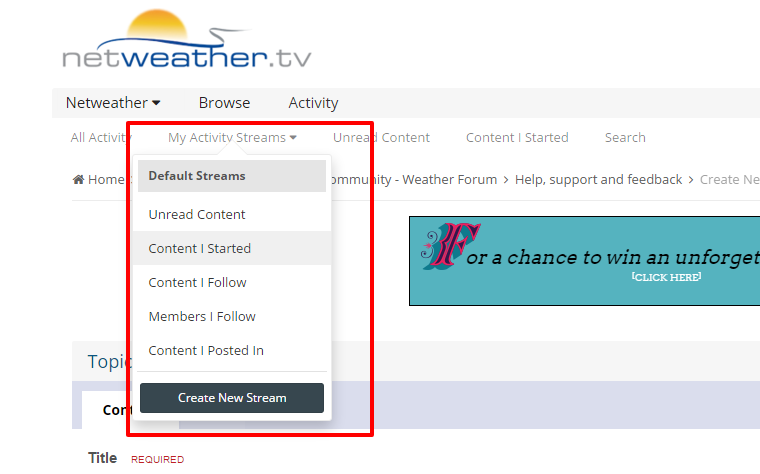 Activity stream guide - Help, support and feedback - Netweather ...